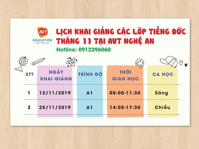 Lịch khai giảng tháng 11/2019 tại Nghệ An
