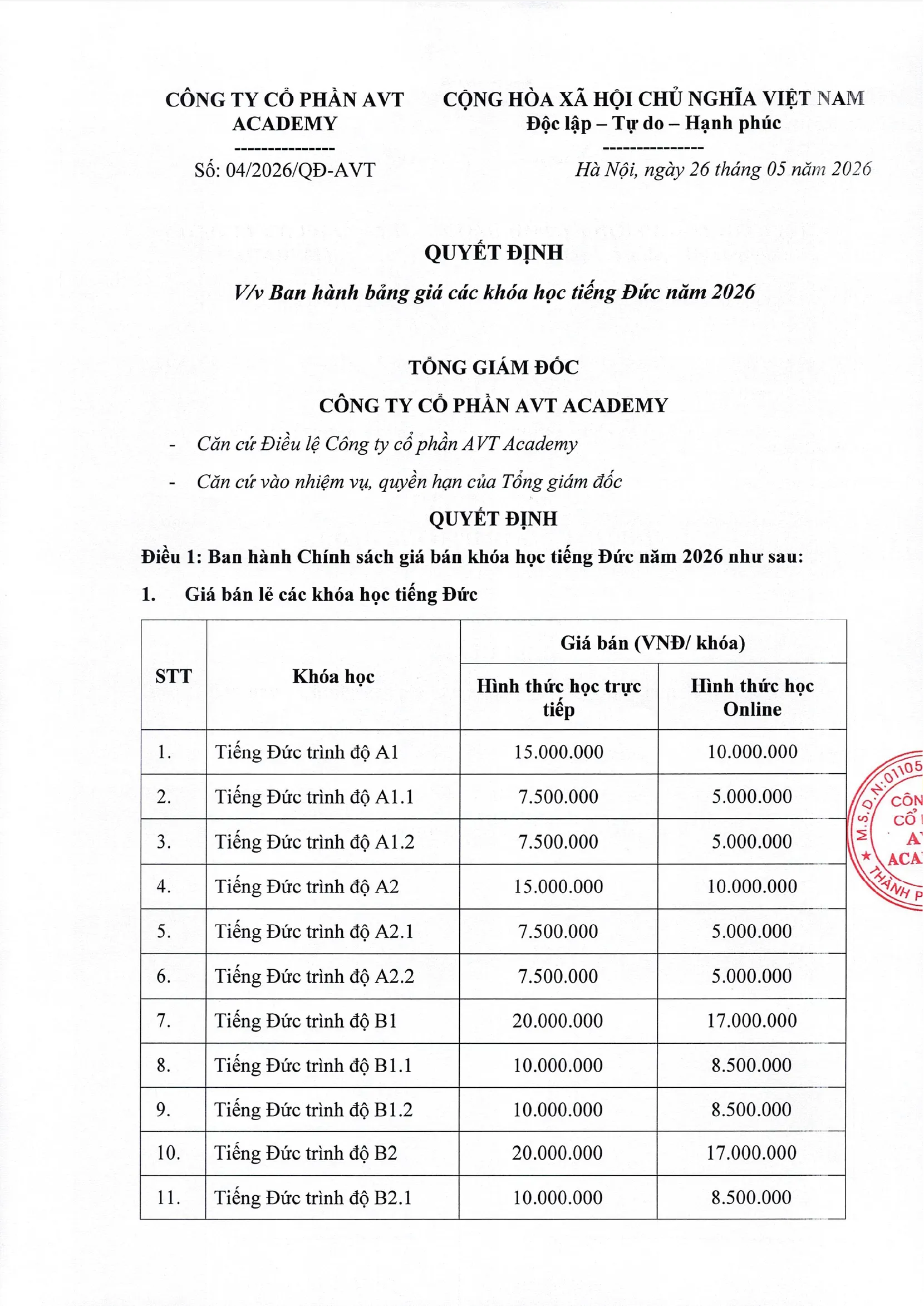 4. Noi quy thu phi va bang gia cac khoa hoc tai TTNN kem theo mau 04 3@4x nen